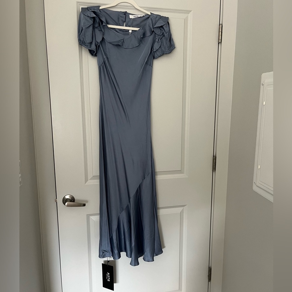 Astr Blue Silk midi/maxi dress